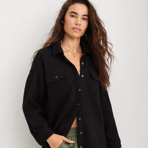 NWT AERIE Waffle-Knit Lumberjane Black Shacket!